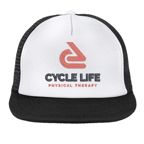 Flat Bill Snapback Trucker Cap (White) Thumbnail