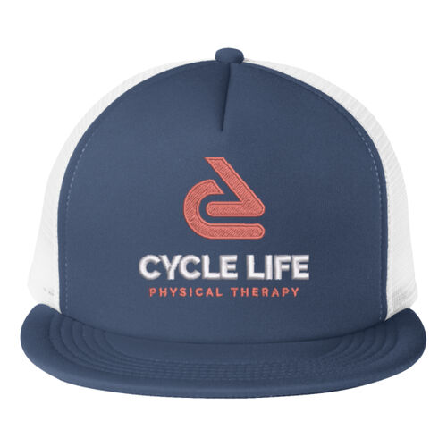 Flat Bill Snapback Trucker Cap (Navy) Thumbnail